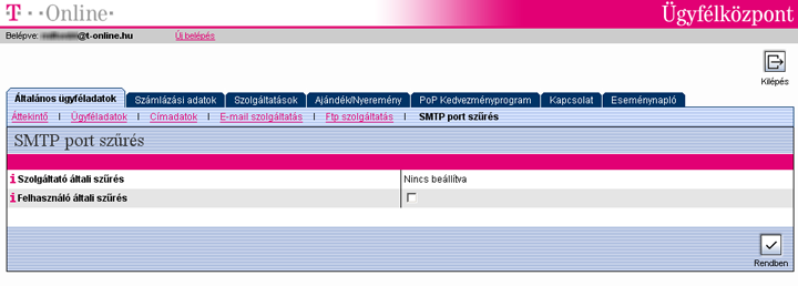 T-Online �gyf�lszolg�lat smtpFilter.do